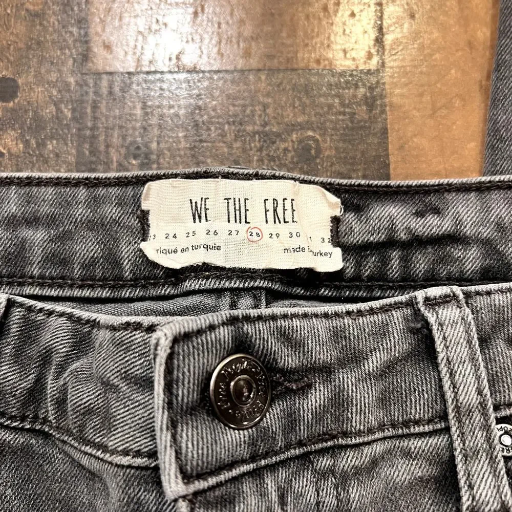 We The Free People Embroidered Girlfriend Jeans